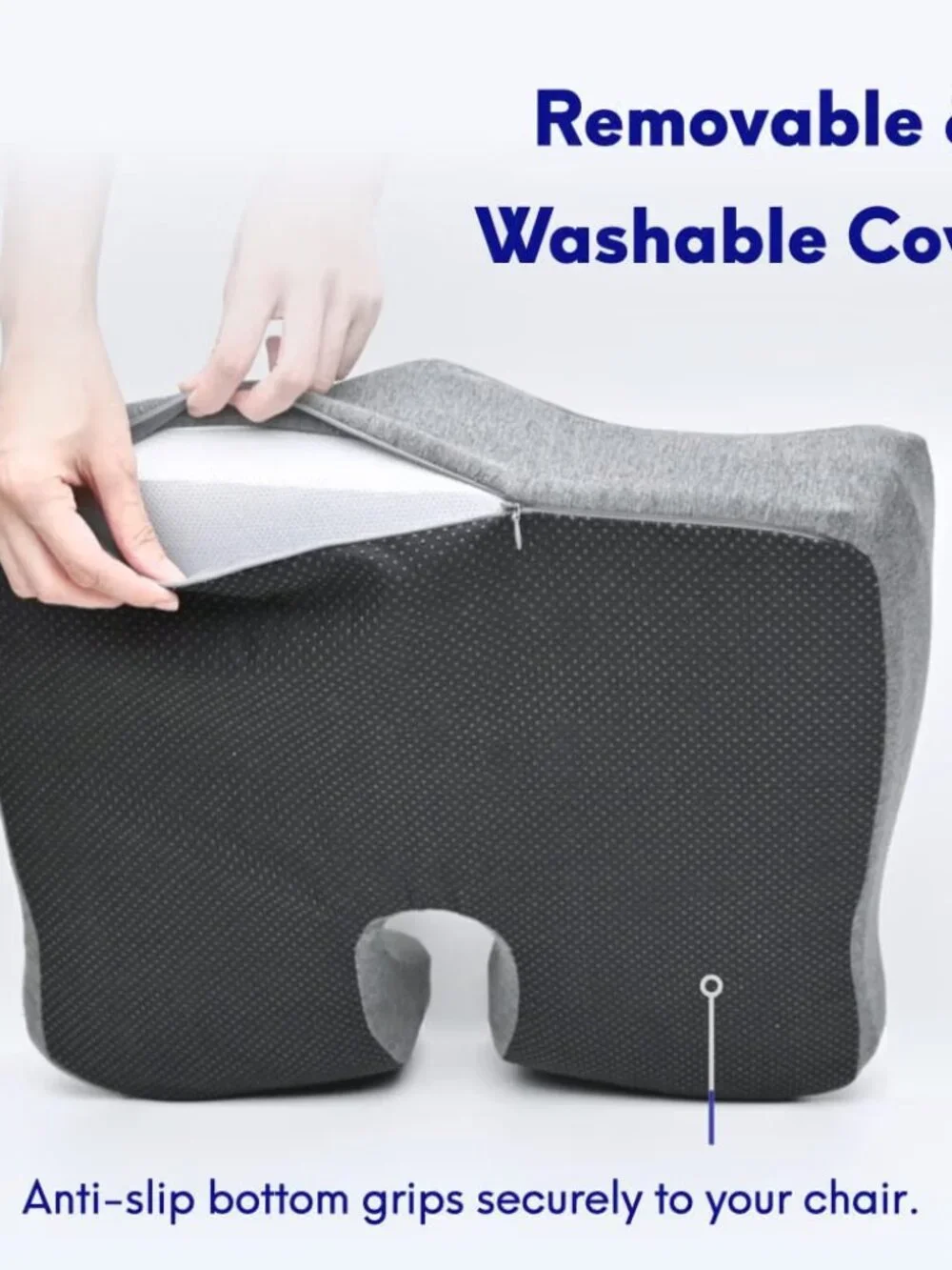 C CUSHION LAB Patented Pressure Relief Seat Cushion for Long Sitting, Gray, New